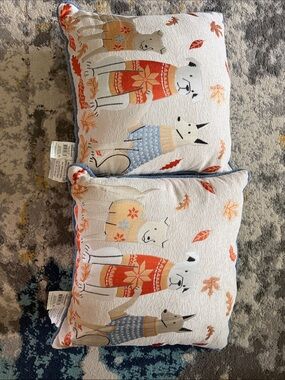 Cozy Autumn Dogs Decorative Throw Pillow - Brand: